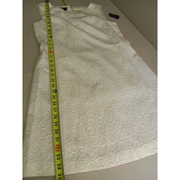 Nine West Ivory/gold Sheath Sleeveless Square Neck Dress W/pockets  Size 10 - Picture 14 of 16